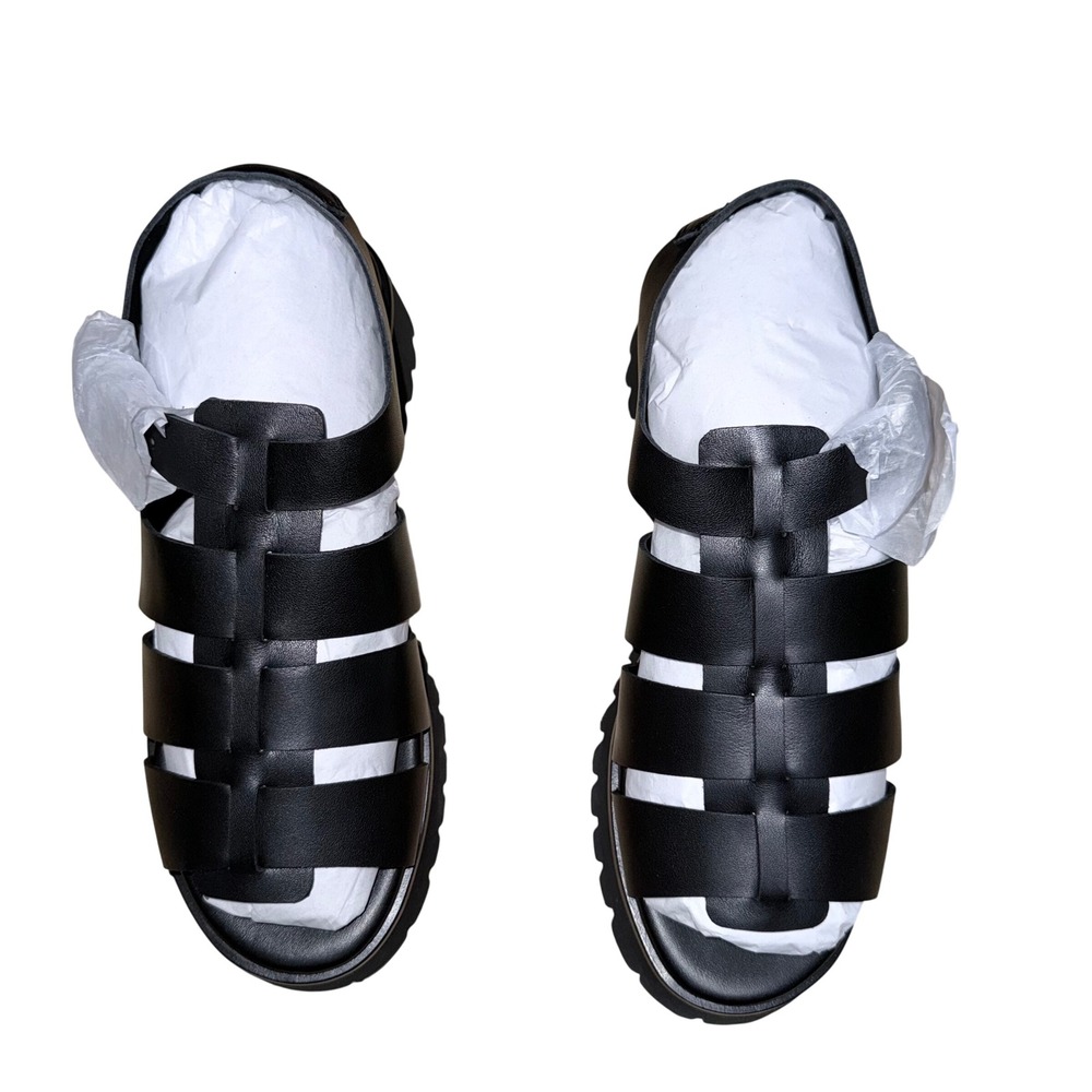 Quince Italian Leather Lug Sole Fisherman Sandal Black 8 LB84902-BELLE001-54926 - Picture 5 of 10